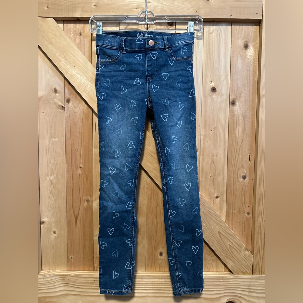 wonder nation Dark Blue Skinny Jeans with White Heart Print